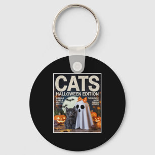 Porte-clés Ghost mignon Et Chat Noir Drôle Halloween Zine gra