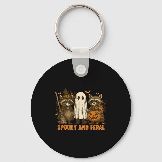 Porte-clés Ghost Racoon éffrayant Et Férale Halloween Costu (Recto)