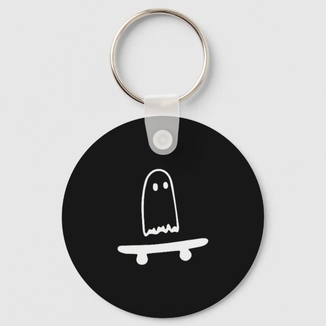 Porte-clés Ghost Skateboard Lazy Halloween Costume Funny Skat (Recto)