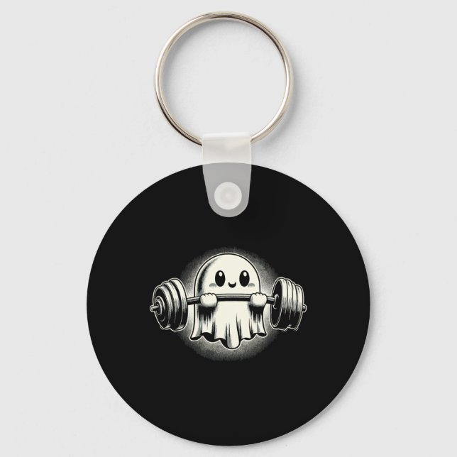 Porte-clés Ghost Weighlifting Funny Ghost Workout Halloween (Recto)