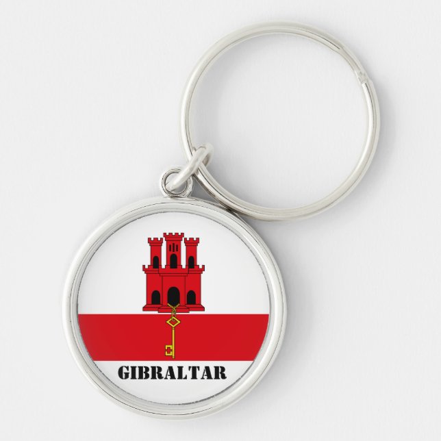 Porte-clés Gibraltar Drapeau avec texte Gibraltar Magnet (Devant)