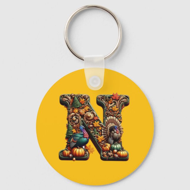 Porte-clés Gift Letter N Thanksgiving style  (Recto)