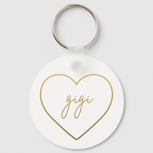 Porte-clés Gigi Elegant Golden Gradient Heart Grandma Cadeau (Recto)