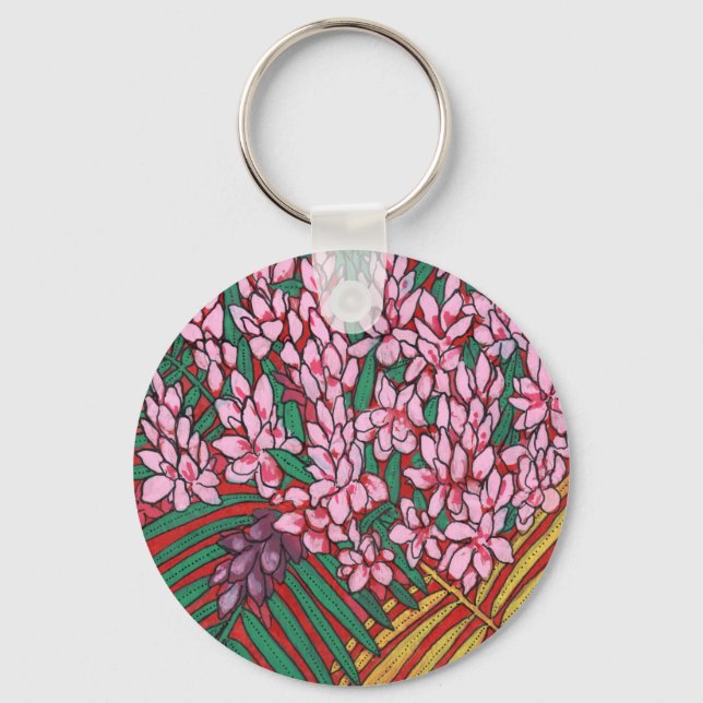 Porte-clés Gingembre de cône rose Alpinia Fleurs tropicales F (Recto)