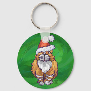 Porte-clés Ginger Chat Noël Sur Vert