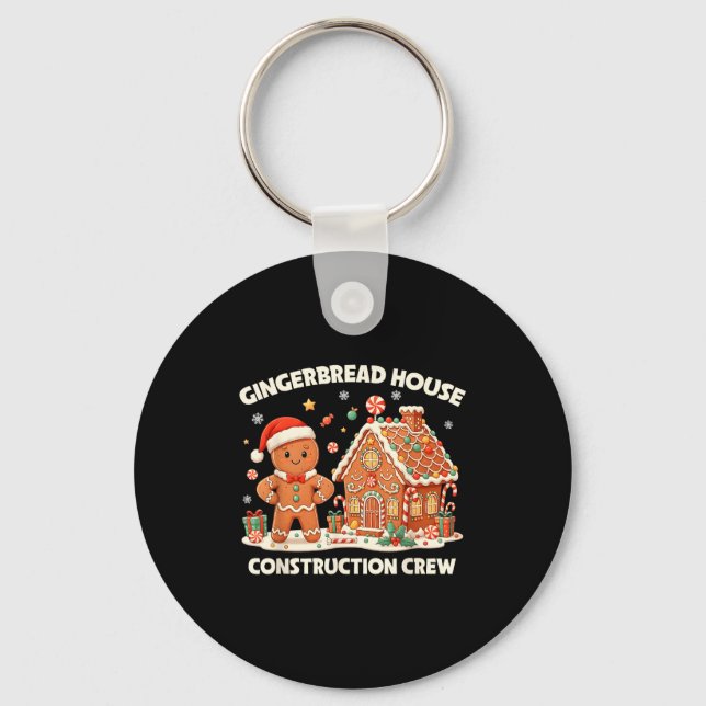 Porte-clés Gingerbread House Construction Crew Kids Men Women (Recto)