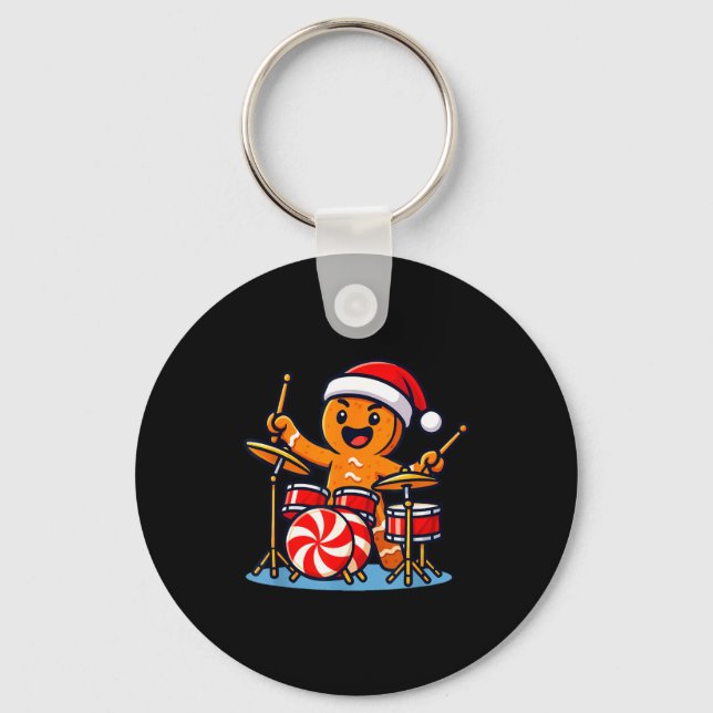 Porte-clés Gingerbread Man Playing Drums  (Recto)