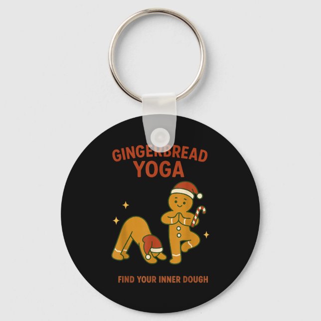 Porte-clés Gingerbread Yoga – Fun Holiday “find Your Inner Do (Recto)
