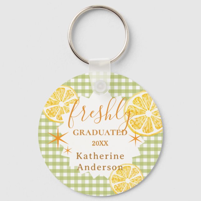Porte-clés Gingham Citron Fraîchement Diplômé  (Recto)