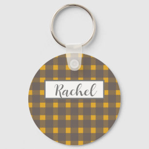 Porte-clés Gingham Gris Jaune Rustique