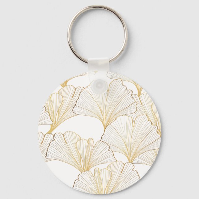 Porte-clés Ginkgo Gold : Arrangement de feuille luxueux (Recto)