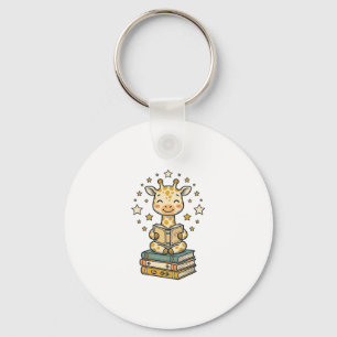 Porte-clés Girafe de lecture mignonne chemise vintage d'amant
