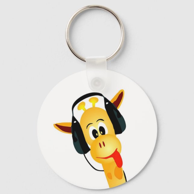 Porte-clés girafe drôle avec casque (Recto)