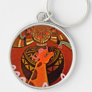 Porte-clés Girafe Élégante Accessoirisée de Style Africain Dr