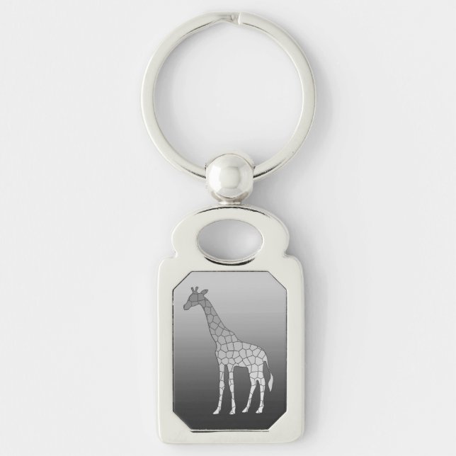 Porte-clés Girafe géométrique moderne, gris argenté / gris (Devant)