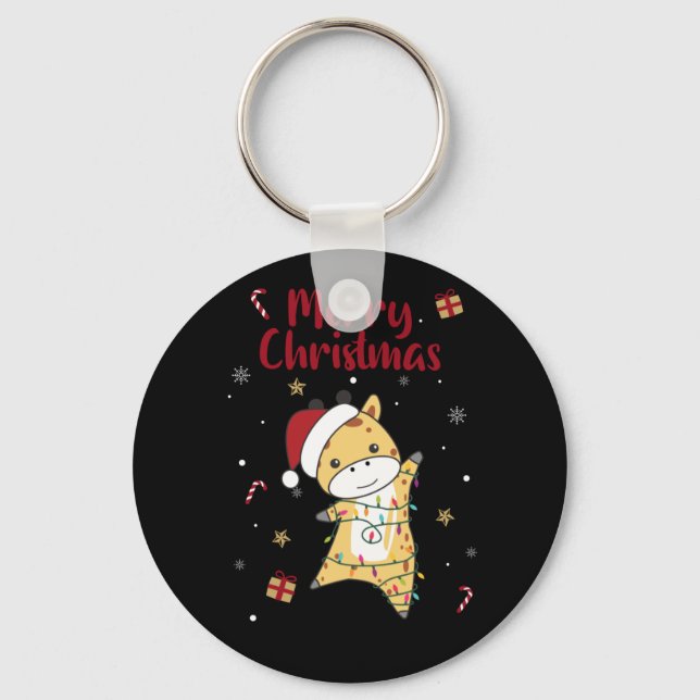 Porte-clés Girafe Girafe Animaux d'hiver (Recto)