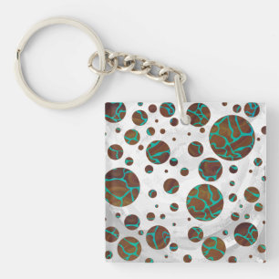 Porte-clés Girafe Marron et Imprimé Turquoise