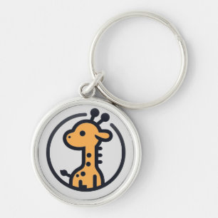 Porte-clés Girafe mignonne minimaliste simple dans un cercle