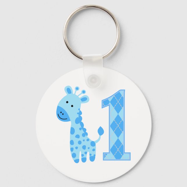 Porte-clés Giraffe Bleue Premier anniversaire (Recto)