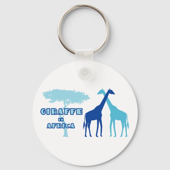 Porte-clés Giraffe en Afrique (Bleu) (Recto)
