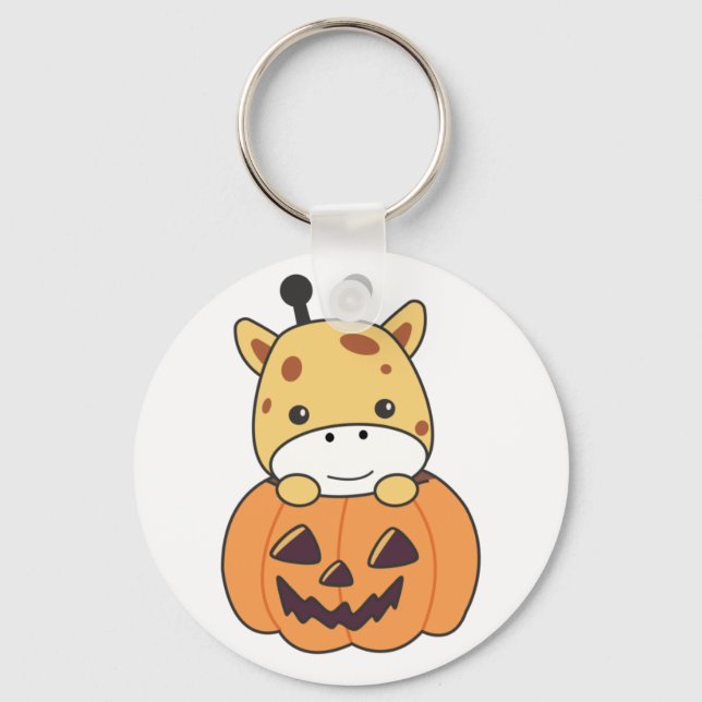 Porte-clés Giraffe En Citrouille Cute Giraffes Joyeux Hallowe (Recto)