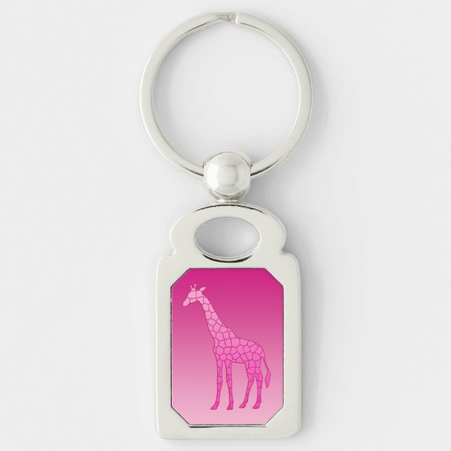 Porte-clés Giraffe géométrique moderne, Fuchsia et rose clair (Devant)