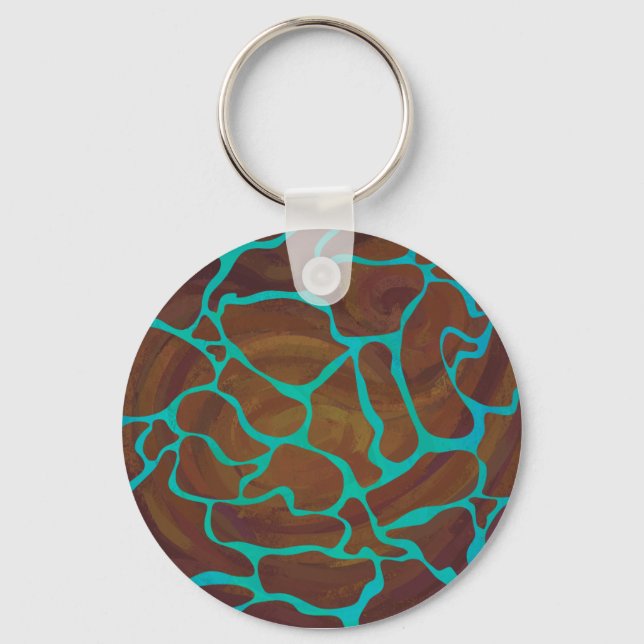 Porte-clés Giraffe Impression Brown et Turquoise (Recto)