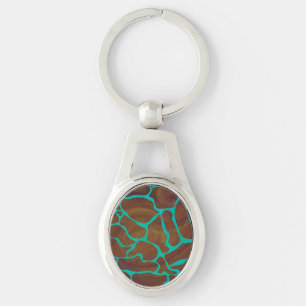 Porte-clés Giraffe Impression Brown et Turquoise