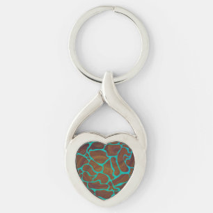 Porte-clés Giraffe Impression Brown et Turquoise