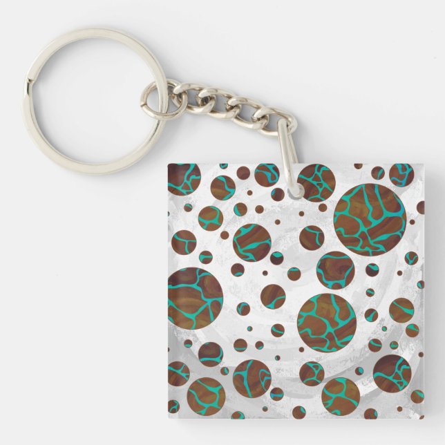 Porte-clés Giraffe Impression Brown et Turquoise (Devant)