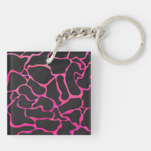 Porte-clés Giraffe rose chaude et noire