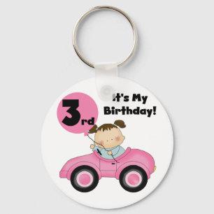 Porte-clés Girl in Pink Car 3e Anniversaire Tshirts et cadeau
