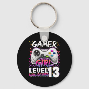 Porte-clés Girl Level 13 Déverrouillé Jeu vidéo 13e anniversa