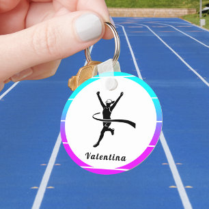 Porte-clés Girl Running Marathon Cross Country Runner Name