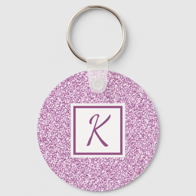 Porte-clés Girly Pink Sparkle Monogrammed (Recto)