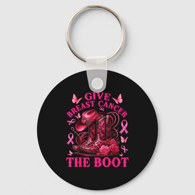 Porte-clés Give Breast Cancer The Boot Cowgirl Cancer Awarene (Recto)