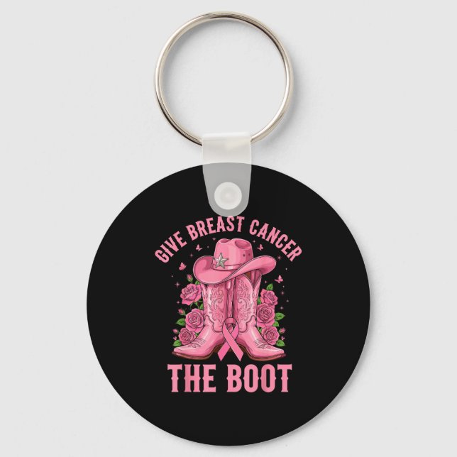 Porte-clés Give Breast Cancer The Boot Cowgirl Cancer Awarene (Recto)