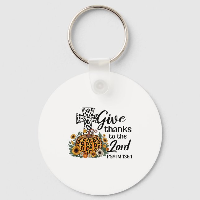 Porte-clés Give Thanks To The Lord Psalm 136_1 Christian Fait (Recto)