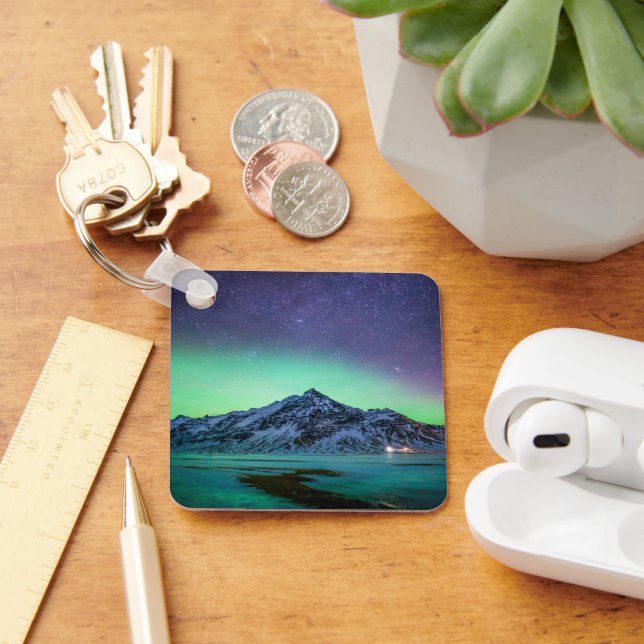 Porte-clés Glace et neige | Aurora Borealis Voie Lactée Islan (Bureau)