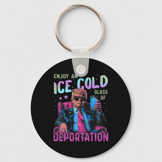 Porte-clés Glace Profitez D'Un Gl À Bière Glacé De Déportatio (Recto)