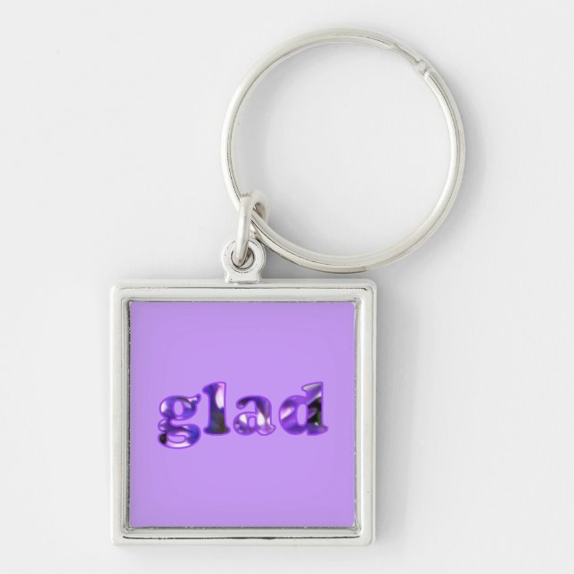 Porte-clés Glad épelé avec des fleurs violettes porte - clés (Devant)