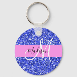 Porte-clés Glam Dark Blue Parties scintillant rose étincelles