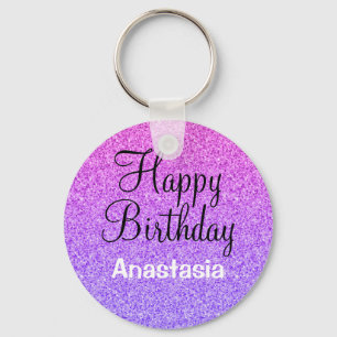 Porte-clés Glam Joyeux Anniversaire Ombre Violet Parties scin