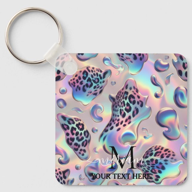 Porte-clés Glam Opal Leopard Print Girly Keychain (Recto)