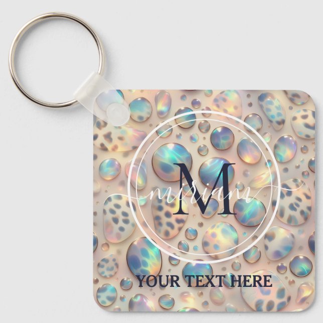 Porte-clés Glam Opal Leopard Print Girly Keychain (Recto)