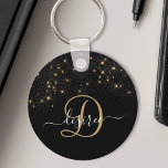Porte-clés Glam Parties scintillant or diamant étincelle Élég<br><div class="desc">Créez vos propres porte - clés étincelants en diamants noirs et or avec votre monogramme et votre nom personnalisés.</div>