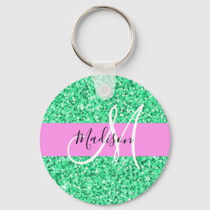 Porte-clés Glam Pink and Green Parties scintillant Sparkings 