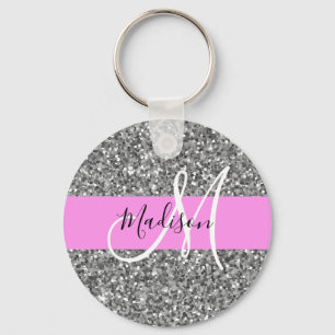 Porte-clés Glam Pink & Silver Parties scintillant Sparkings N