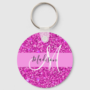 Porte-clés Glam Purple & Pink Parties scintillant Sparkor Nom