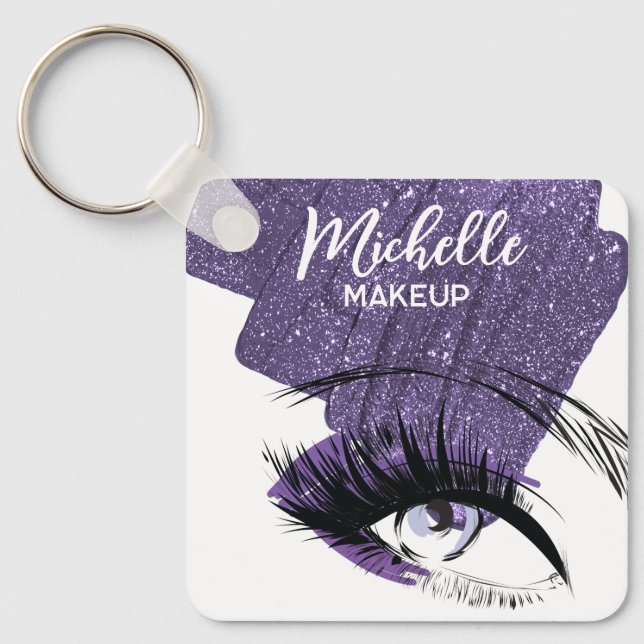 Porte-clés Glam Purple Sparkly Glittery Eye Makeup Artist  (Recto)
